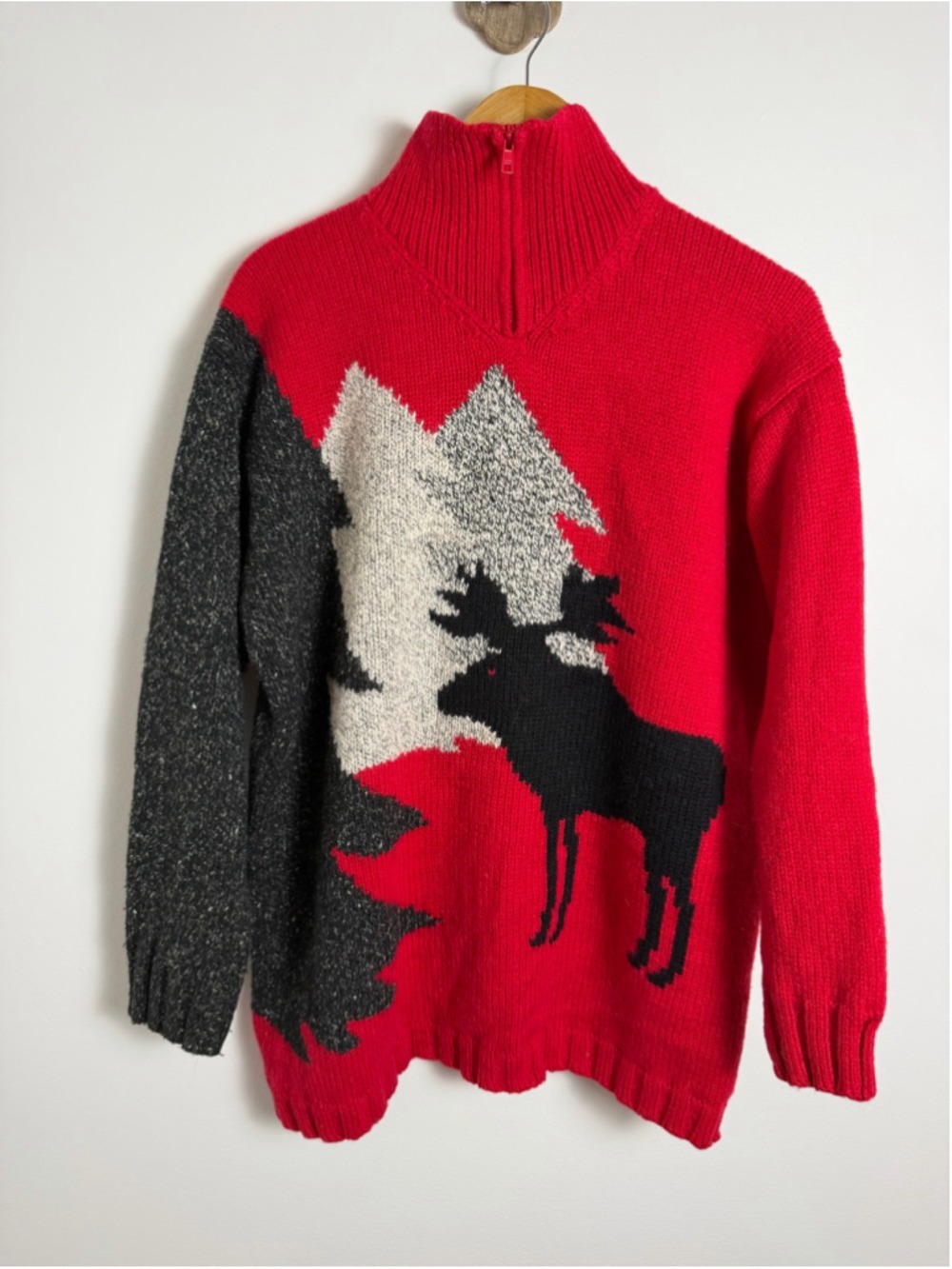 Vintage 1997 Susan Bristol Wool Moose Sweater Large
